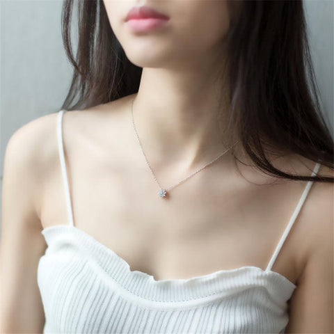 100% 925 Silver Korean Style Personality Six-pointed Star Crystal inlay Pendant Necklace Fashion Jewelry Women's  D2862