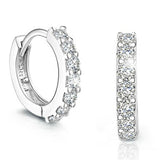100% 925 Sterling Silver Earrings Sparkling Single Row Zircon Stud Earrings For Women Female Fashion Jewelry Birthday Gift