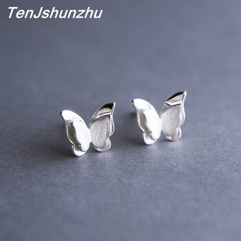 100% 925 Sterling Silver Prevent Allergy Butterfly Stud Earrings for Women Wedding Earrings Jewelry Accessories Brincos