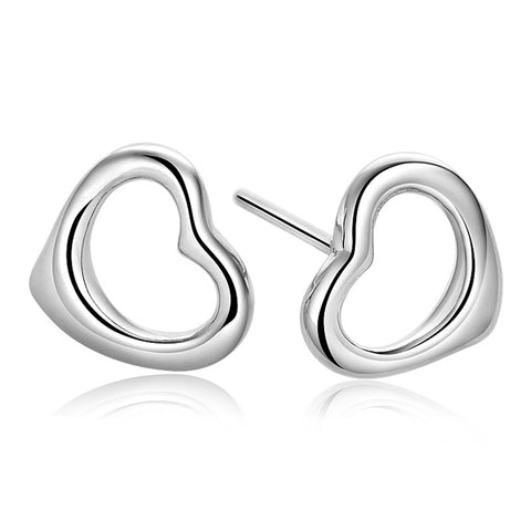100% 925 sterling silver fashion heart design stud earrings for women wholesale jewelry birthday gift drop shipping