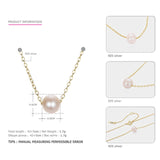 100% Pure 925 Silver Necklaces Pendants for Women Round Freshwater Pearls Necklace Fine Jewelry Office Simple Design Bijoux
