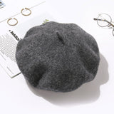 100% Pure Wool Fashion Beret Hat Women Felt Beret British Style Girls Beret Hat Lady Solid Color Slouchy Winter Hats Female