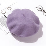 100% Pure Wool Fashion Beret Hat Women Felt Beret British Style Girls Beret Hat Lady Solid Color Slouchy Winter Hats Female