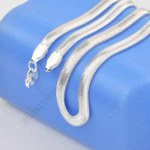 16-24Inch Nice 925 Sterling Silver Smooth Snake Men Women Necklace Chain With Lobster Clasps Set Heavy Jewelry