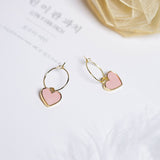 2017  Korean Sweety Lovely Style Drop Earrings Simulated Leather Colourful Heart pendientes mujer moda