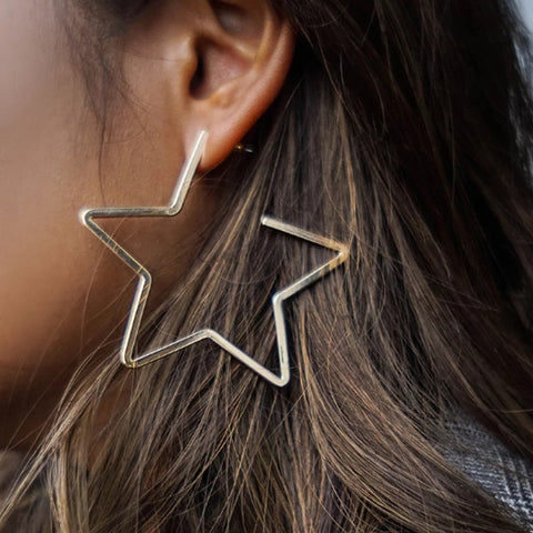 2018 New Star Gold Tone Hoop Earrings For Women Fashion Statement Earrings 2018 Femme Bijoux Silver Earrings Brincos Jewelry