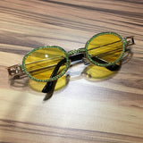 2019 Blu-Ray Pretection  Retro Round Sunglasses Women Vintage Steampunk Sun glasses Men Clear lens Rhinestone sunglasses Oculos