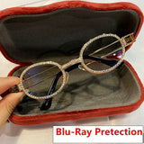 2019 Blu-Ray Pretection  Retro Round Sunglasses Women Vintage Steampunk Sun glasses Men Clear lens Rhinestone sunglasses Oculos