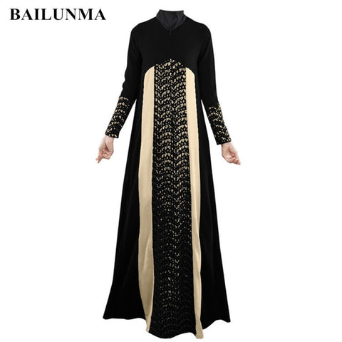 2019 Fashion Hollow Out islamic clothing hijab black abaya dress arab womens clothing malaysia dubai abaya dress B8020