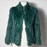 2019 High Quality Real Fur Coat Fashion Genuine Rabbit Fur Overcoats Elegant Women Winter Outwear Stand Collar Rabbit Fur Jacket