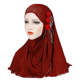 2019 Malaysia Muslim Hijab Scarf Solid Cotton flower diamond shawl women headscarf ready to wear hijab musulman femme foulard