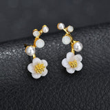 2019 NEW Charm Crystal Flower Earrings For Women Fashion Jewelry Double Sided Gold Color Earrings Gift For Party Best Friend