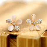 2019 NEW Charm Crystal Flower Earrings For Women Fashion Jewelry Double Sided Gold Color Earrings Gift For Party Best Friend