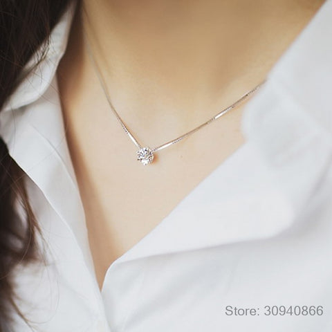 2019 New Drop Shipping 925 Sterling Silver Necklaces Crystal Zirconia Pendants&Necklaces Jewelry Collar Colar de Plata