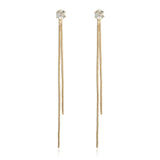 2019 New Gold Color Long Crystal Tassel Dangle Earrings for Women Wedding Drop Earing Fashion Jewelry Gifts