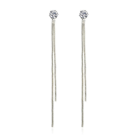 2019 New Gold Color Long Crystal Tassel Dangle Earrings for Women Wedding Drop Earing Fashion Jewelry Gifts