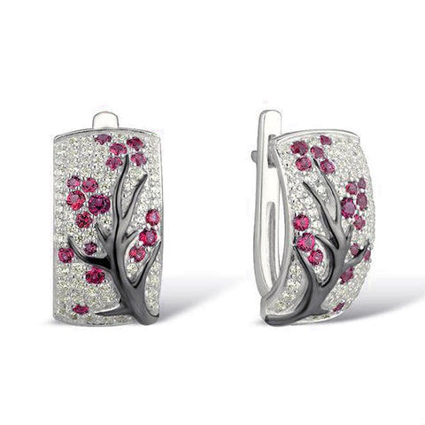 2019 New Luxury Best Friend rose flower Earring U Shape Stud Earrings for Women Cubic Zircon Flower 925 sterling silver Earrings