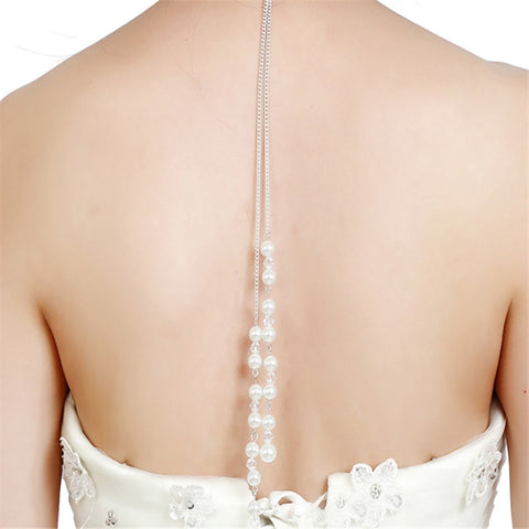 2019 New Simulated Pearl Backdrop Necklaces Back Chain Jewelry For Women Party Wedding Backless Dress Accessories