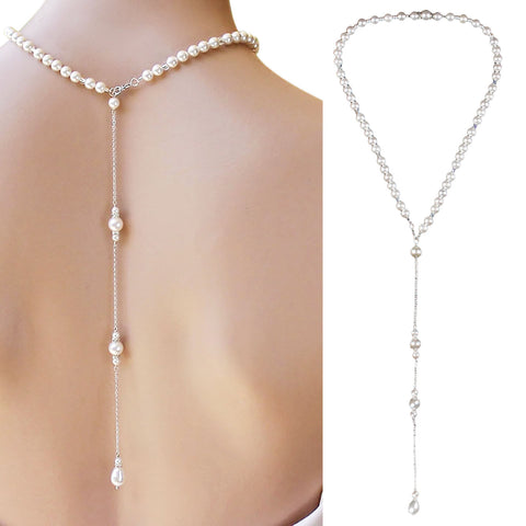 2019 New Simulated Pearl Backdrop Necklaces Back Chain Jewelry For Women Party Wedding Backless Dress Accessories