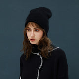 2019 New Women Hat Baggy Bonnet Beanies Female Rabbit Hair Wool Knitted Winter Hats Soft Skiing Slouchy Beanie With Back Opening