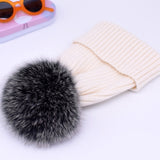 2019 New winter hat luxury quality Fox fur pompom hats beanie High quality Girls women bonnet winter hats for women