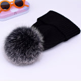 2019 New winter hat luxury quality Fox fur pompom hats beanie High quality Girls women bonnet winter hats for women