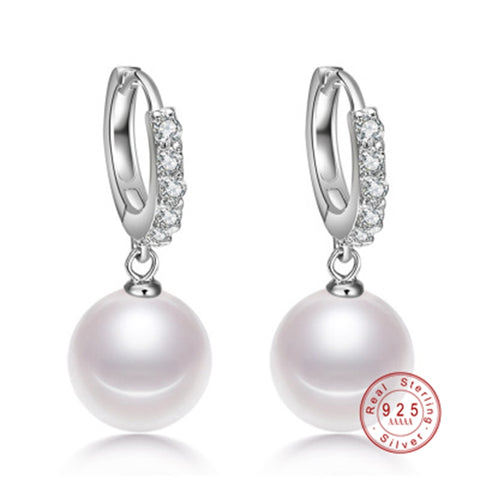 2019 Pearl Earrings Genuine Natural Freshwater Pearl 925 Sterling Silver Earrings Pearl Jewelry For Wemon Wedding Mother's Gift