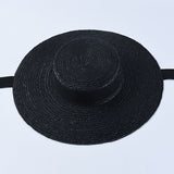 2019 Wide Brim Boater Hat 10cm 15cm Brim Straw Hat Flat Women Summer Kentucky Derby Hat White Black Ribbon Tie Sun Hat Beach Cap