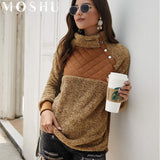 2019 Winter Sweatshirt Women Turtleneck Fleece Sweatshirts Female Harajuku Hoodies Plus Size Pullovers Buttons Long Sleeve Tops