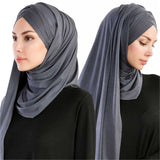 2019 Women Plain Soft Cotton Jersey Scarf Head Hijab Wrap Instant Shawls foulard femme muslim Hijabs Ready To Wear Headscarf