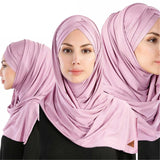 2019 Women Plain Soft Cotton Jersey Scarf Head Hijab Wrap Instant Shawls foulard femme muslim Hijabs Ready To Wear Headscarf