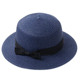 2019 Women Summer Hat Beach Straw Hat Panama Ladies Cap Fashionable Handmade Casual Flat Brim Bowknot Sun Hats for Women