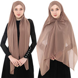 2019 Women's Chiffon Muslim Scarf Ramadan Soft Solid Instant Hijab Shawls Headscarf Easy Ready To Wear Islamic Wrap Head Scarves