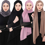 2019 Women's Chiffon Muslim Scarf Ramadan Soft Solid Instant Hijab Shawls Headscarf Easy Ready To Wear Islamic Wrap Head Scarves