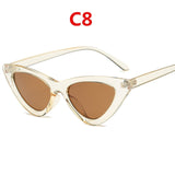 2019 fashion sunglasses woman brand Designer vintage retro triangular cat eye glasses oculos De Sol Transparent ocean uv400
