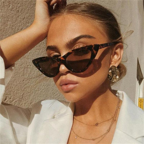 2019 fashion sunglasses woman brand Designer vintage retro triangular cat eye glasses oculos De Sol Transparent ocean uv400
