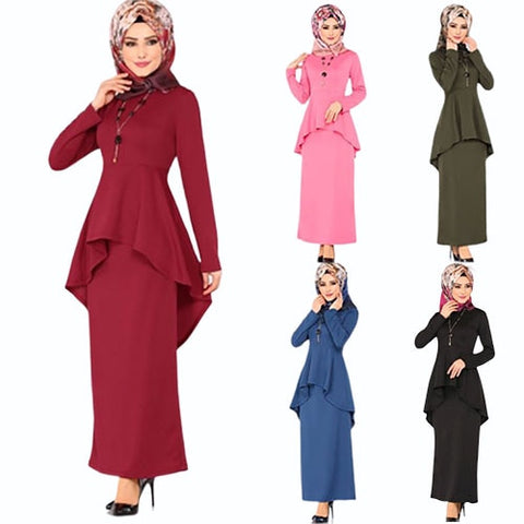 2019 new elegent autumn fashion style muslim women plus size long abaya S-5XL