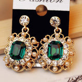 2020 Newest Korean Earrings Ladies Jewelry Pearls Vintage Fashion Shiny Crystal Square Earrings For Women Wholesale 8g
