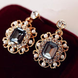 2020 Newest Korean Earrings Ladies Jewelry Pearls Vintage Fashion Shiny Crystal Square Earrings For Women Wholesale 8g