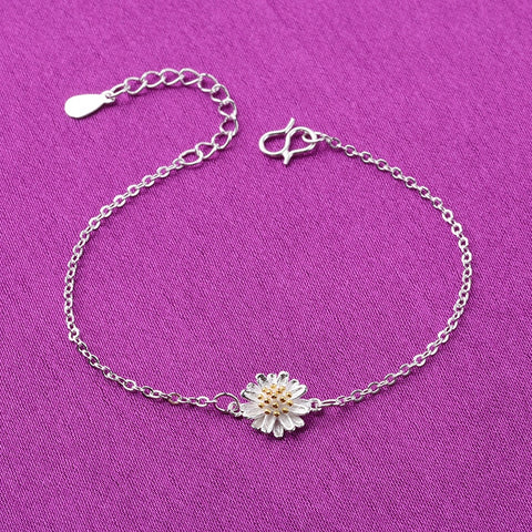 925 Sterling Silver Daisy Flower Charm Bracelets Link Chain Adjustable Braclets For Women Wedding Jewelry A164