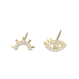 925 Sterling Silver Earring For Woman Irregular Gold Stud Earing Evil Eye Earrings Jewellery Pendientes Plata De Ley 925 Mujer