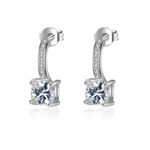 925 Sterling Silver Fashion Shiny Zircon Stud Earrings for Women Girls New Hot Sale Wholesale Jewelry Gift Drop Shipping