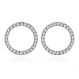 925 Sterling Silver Geometric Star Heart Square Mosaic Zircon Stud Earrings For Women Silver 925 Jewelry pendientes oorbellen