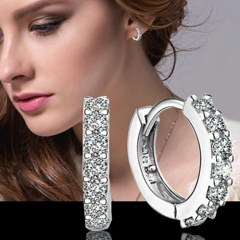 925 Sterling Silver Hypoallergenic Earrings Zircon Stud Earring for Women Girl Simple Jewelry Brincos Joyas De Plata 925 EH056