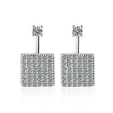 925 Sterling Silver New Fashion Square Design Shiny Zircon Stud Earrings for Women Jewelry Christmas Gift Hot Sale Wholesale