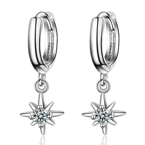 925 Sterling Silver Piercing Crystal Star Charm Stud Earring For Women Earrings Wedding  Jewelry pendientes eh1378