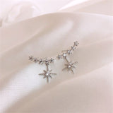 925 Sterling Silver Piercing Crystal Star Charm Stud Earring For Women Earrings Wedding  Jewelry pendientes eh317