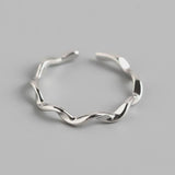 925 Sterling Silver Weave Rings For Women Adjustable Finger Ring Personality Anillos Birthday Gift jz023