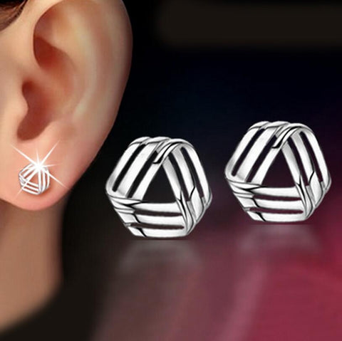 925 Sterling Triangle Twisted Stud Earrings Fashion Jewelry For Women brincos S-E147