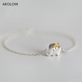 AKOLION Silver Elephant Bracelets  925 Hand Chain Bracelet For Women Shool Girl Kids  Jewelry Christmas Gifts wholesale